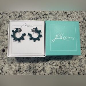 jBloom Teal Studded Hoop Earrings | Matte Geometric Statement Hoops